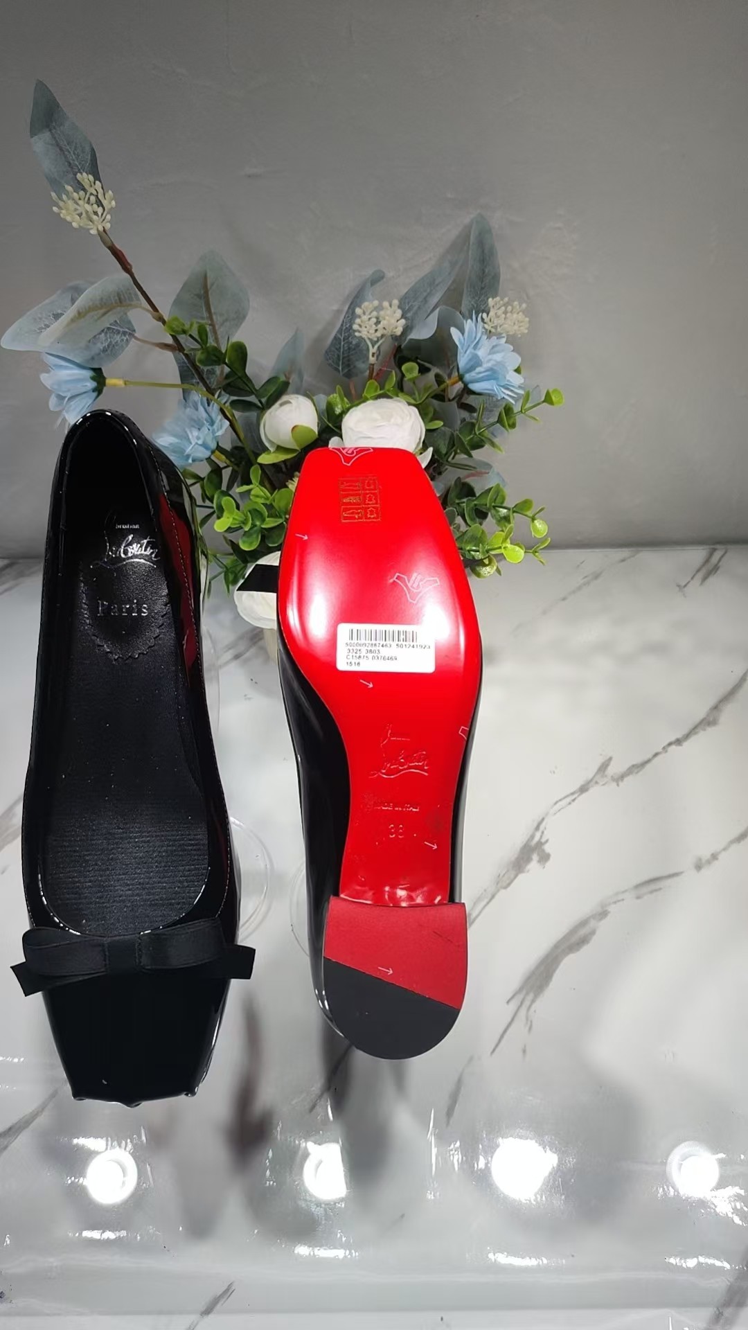 Ch**an louboutin mamaflirt patent red sole ballerina pumps