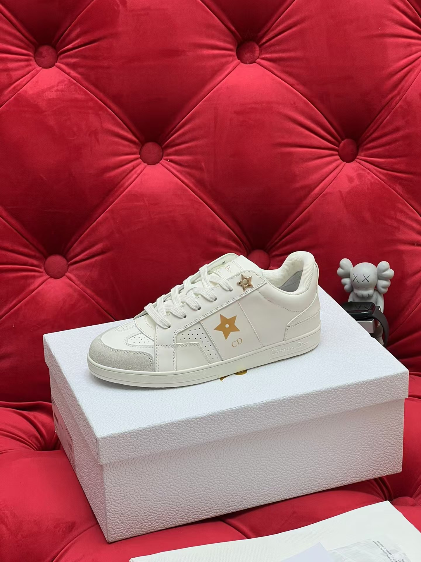 D*or star sneaker white calfskin and suede