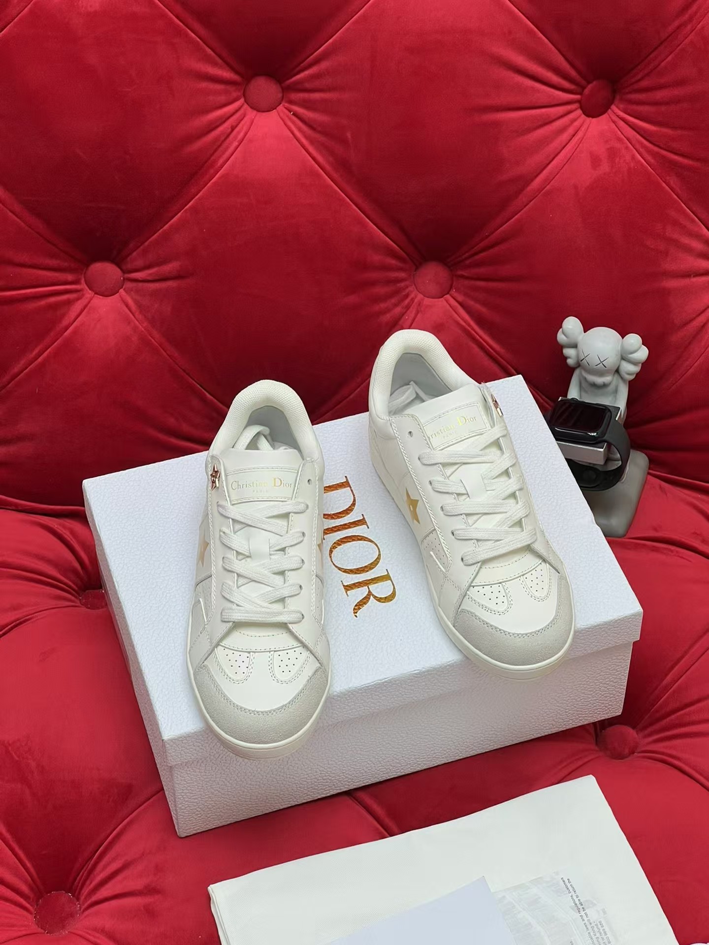 D*or star sneaker white calfskin and suede