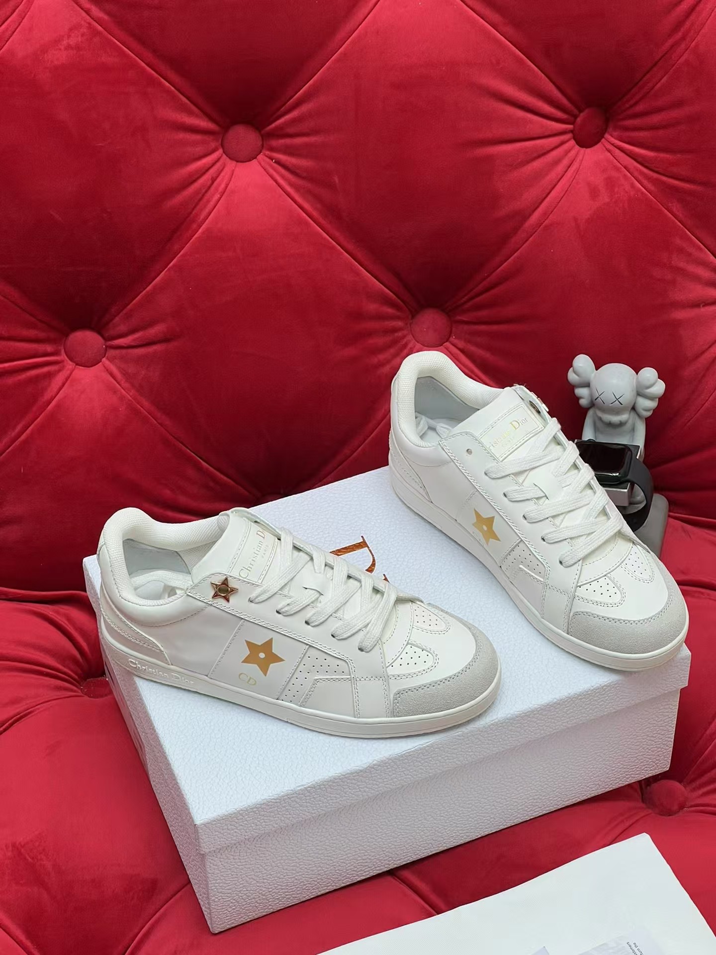 D*or star sneaker white calfskin and suede