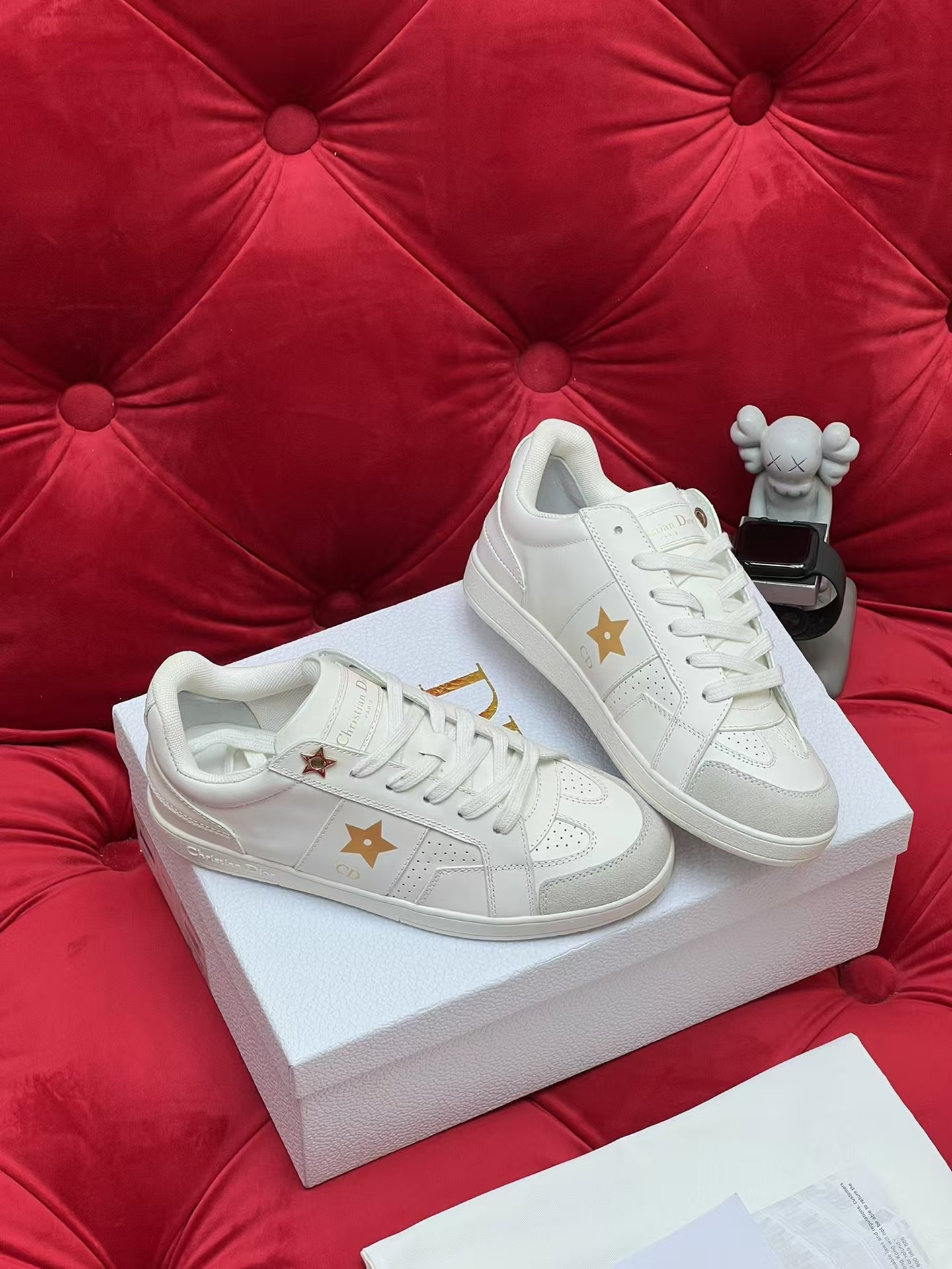 D*or star sneaker white calfskin and suede