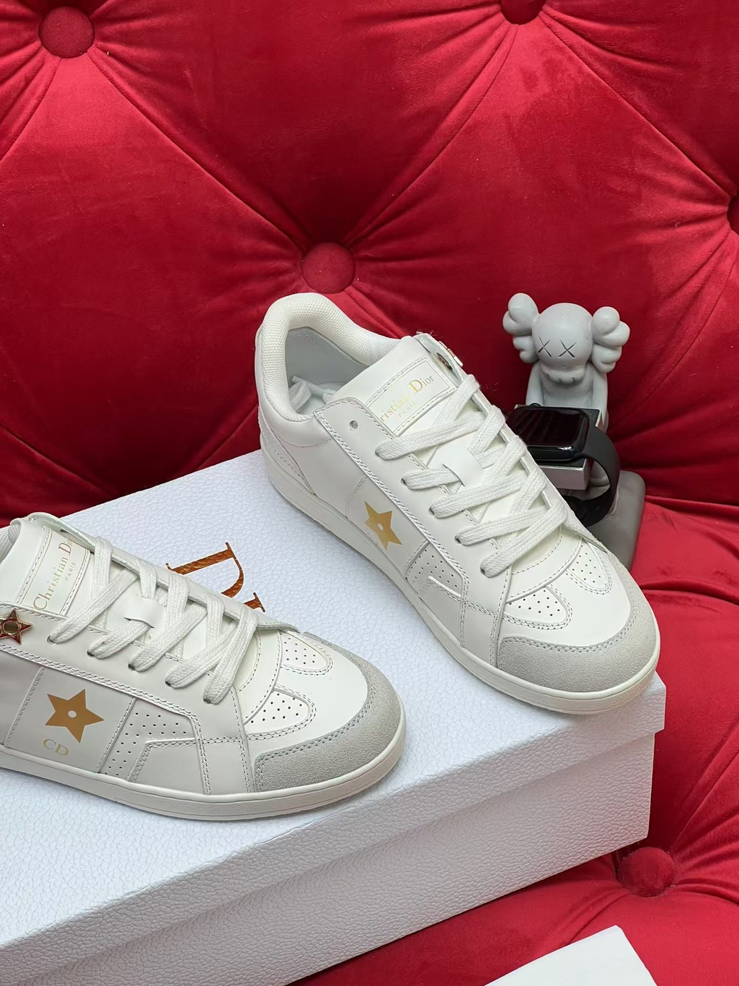 D*or star sneaker white calfskin and suede