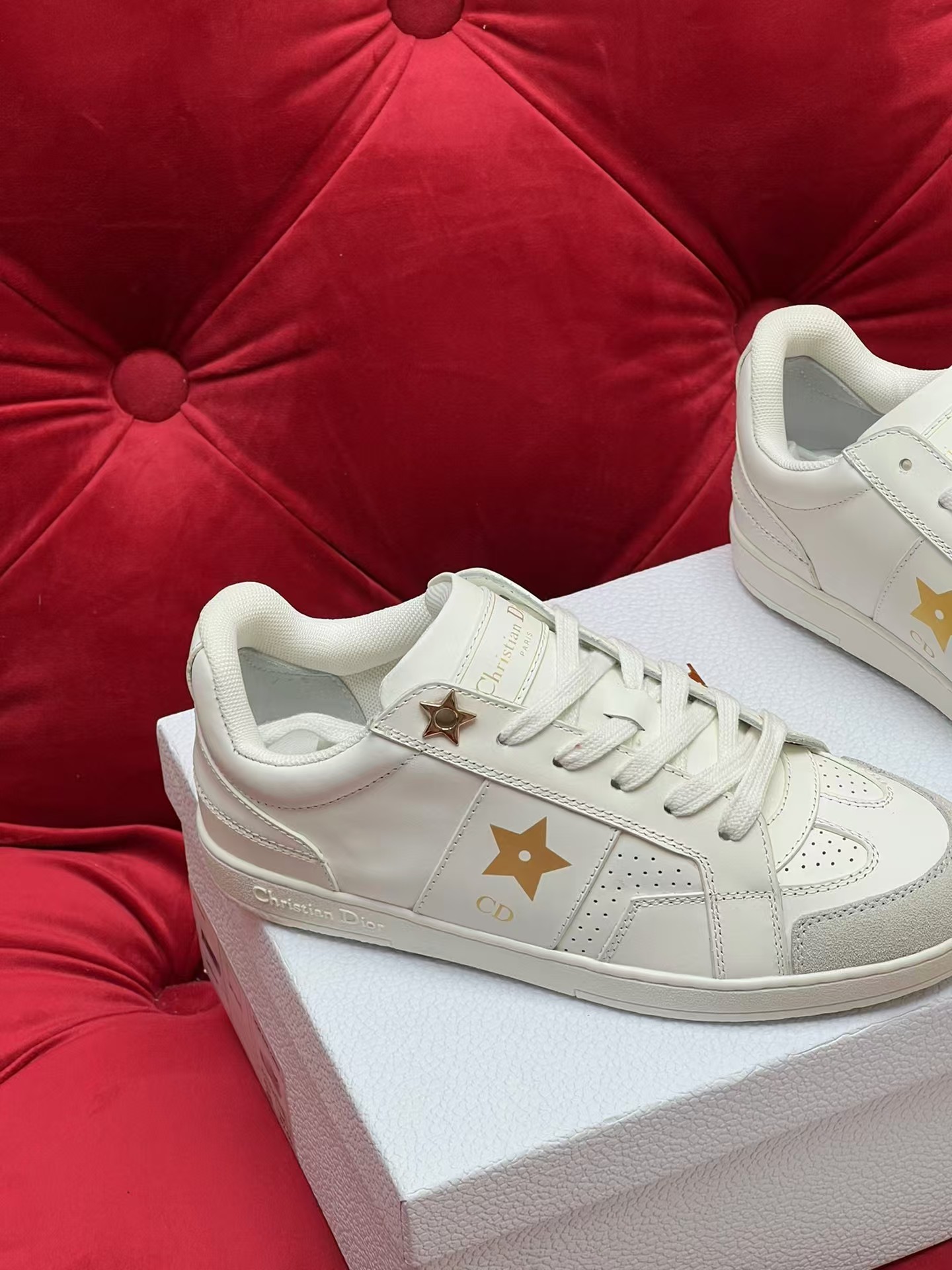 D*or star sneaker white calfskin and suede