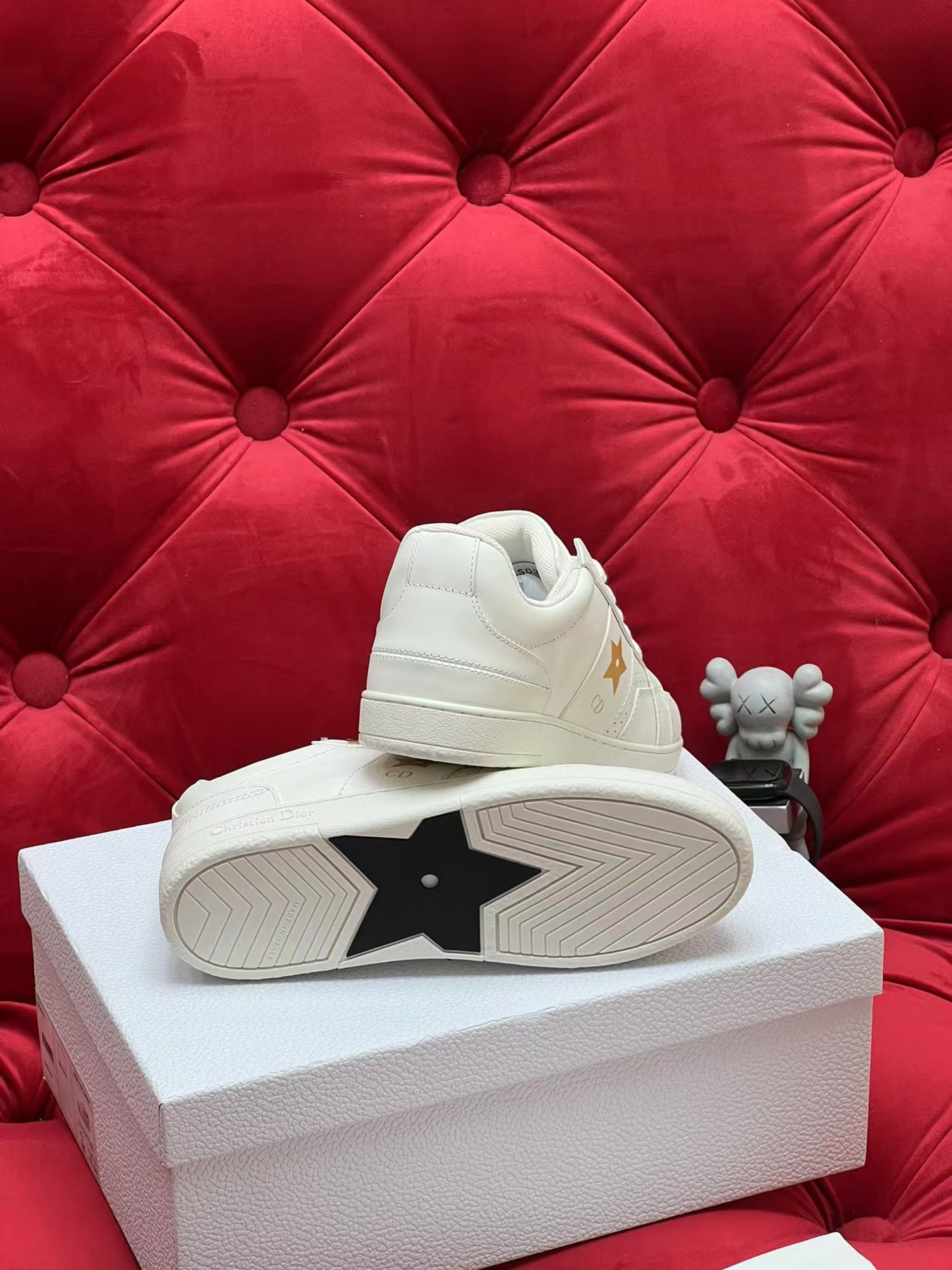 D*or star sneaker white calfskin and suede