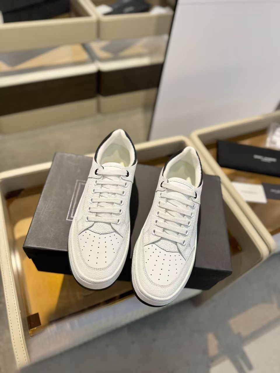 SAINT LAURENT SL/61 Perforated Leather Sneakers