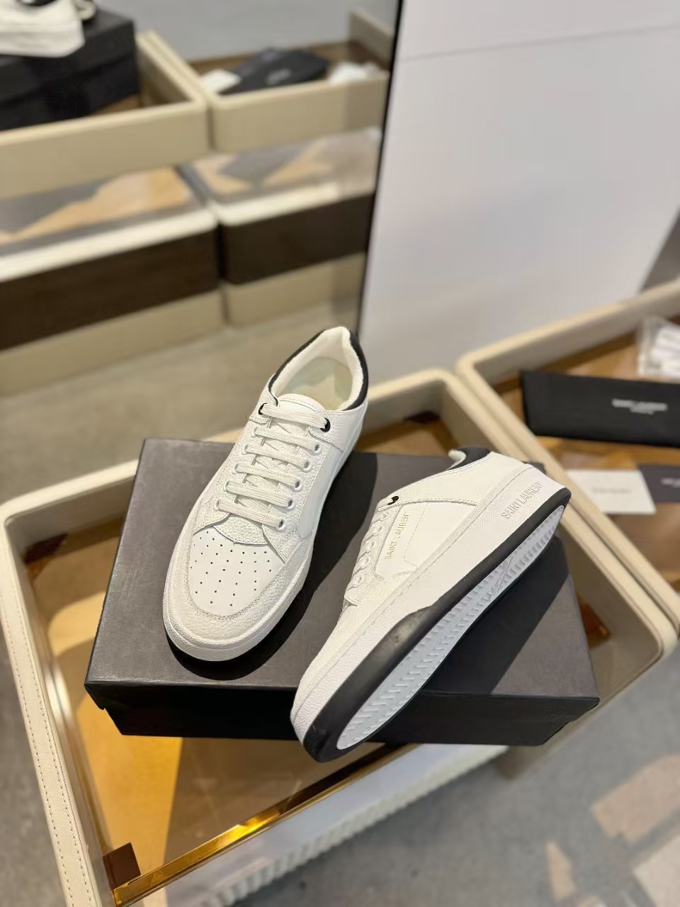 SAINT LAURENT SL/61 Perforated Leather Sneakers