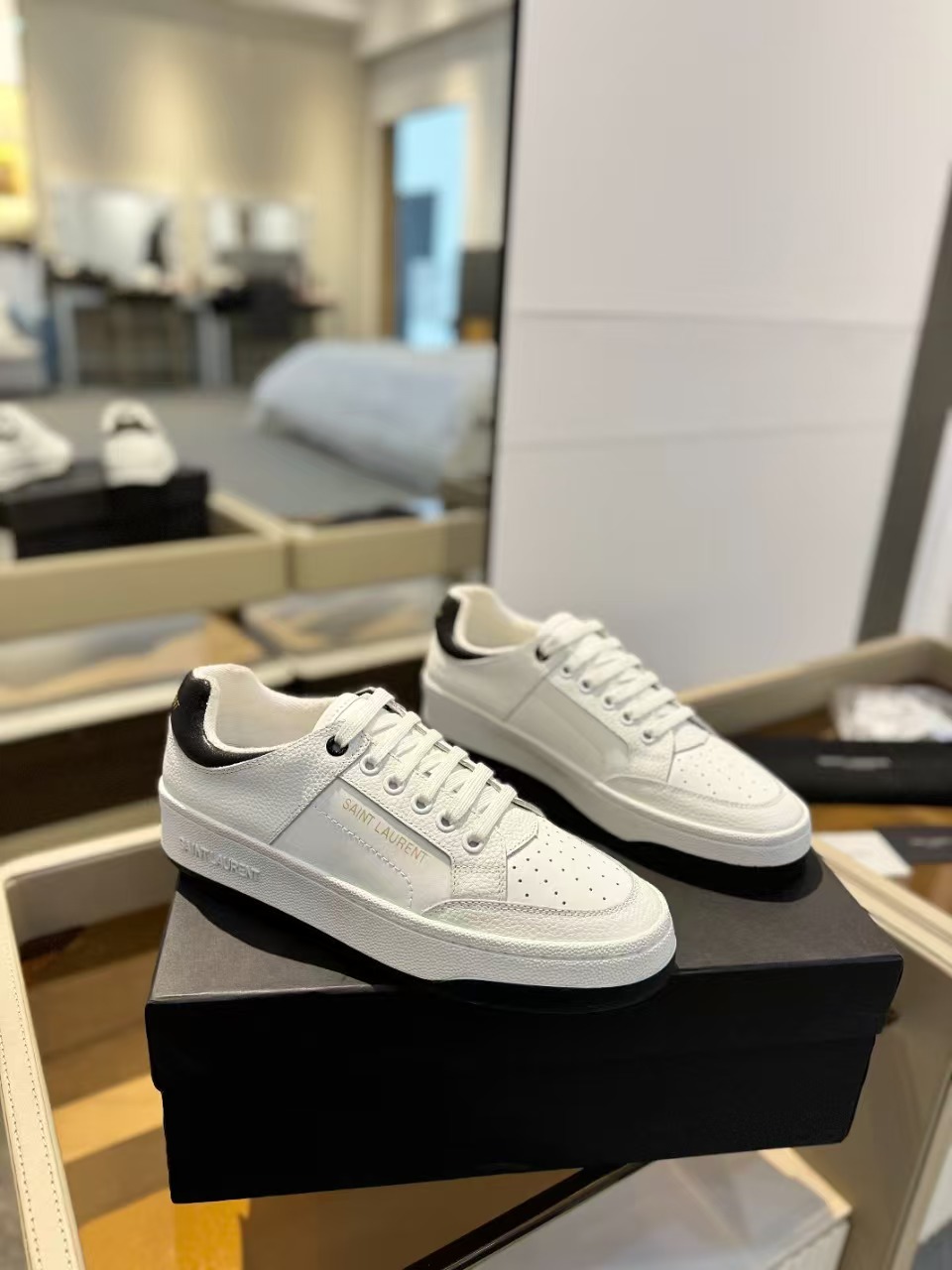SAINT LAURENT SL/61 Perforated Leather Sneakers
