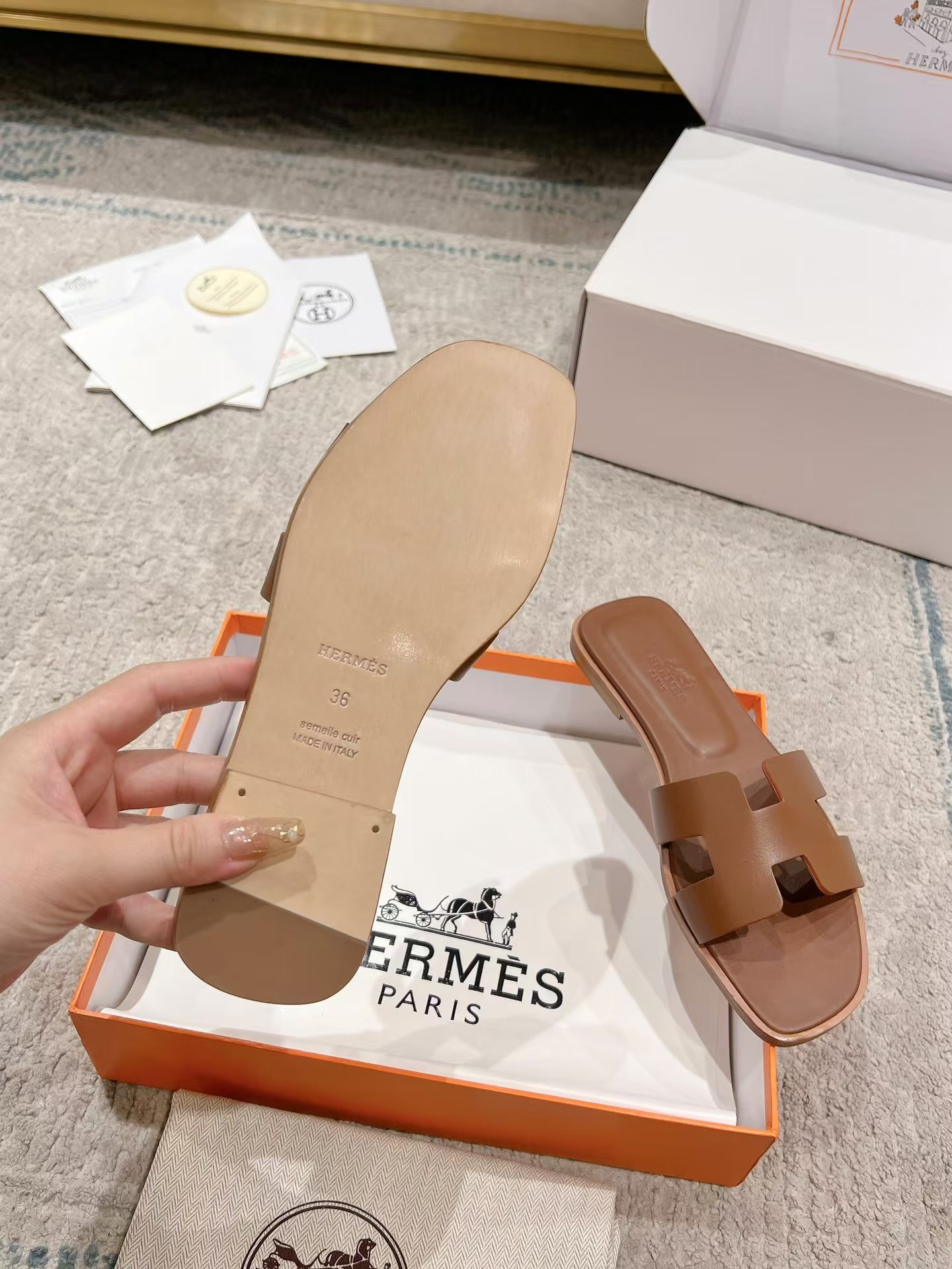 Hermès Oran leather sandal